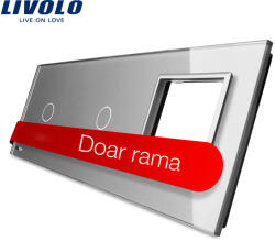 LIVOLO Panou Livolo cu 2 întrerupatoare touch si rama din sticla gri (VL-P701/01/E-6I)