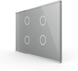 LIVOLO Panou întrerupator touch cvadruplu Livolo din sticla gri, standard italian (VL-P904-3I)