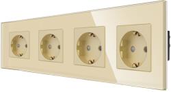 Luxion Priza cvadrupla Luxion aurie cu rama din sticla eleganta (LX-4MP010G-G)