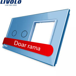 LIVOLO Panou Livolo din sticla albastra pentru intrerupator dublu touch si priza (BB-C7-C2/SR-19)