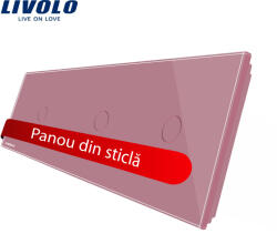 LIVOLO Panou triplu pentru întrerupator touch Livolo din sticla, roz (C7-C1/C1/C1-17)