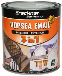 Breckner Germany Vopsea email anticoroziva 3 în 1 alb mat 1L pentru interior si exterior (BK89005)