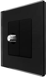 Luxion Priza TV satelit Luxion cu rama din sticla neagra, design modern (LX-MP017G-B)