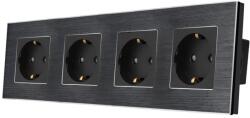 Luxion Priza cvadrupla Luxion cu rama din aluminiu, negru (LX-4MP010A-B)