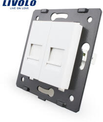 LIVOLO Priza dubla pentru telefon Livolo, alba, cu montaj încastrat (C7-2T-11)