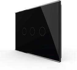 LIVOLO Panou întrerupator triplu touch Livolo din sticla neagra, standard italian (VL-P903-3B)