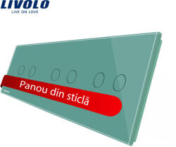 LIVOLO Panou din sticla Livolo pentru întrerupator touch triplu dublu, verde (C7-C2/C2/C2-18)