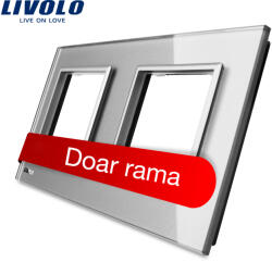 LIVOLO Rama dubla pentru priza Livolo din sticla Crystal, gri (VL-P7E/E-4I)