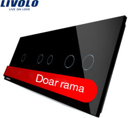 LIVOLO Panou touch triplu Livolo din sticla neagra pentru 1 simplu si 2 duble (VL-P701/02/02-6B)