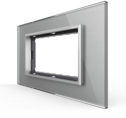 LIVOLO Rama din sticla Livolo gri standard italian, 4 module, serie noua (VL-P9E-4I)