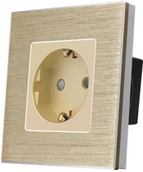 Luxion Priza simpla Luxion cu rama din aluminiu auriu si protectie copii (LX-1MP010A-G)