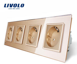 LIVOLO Priza cvadrupla Livolo cu rama din sticla (VL-C7C4EU-13)