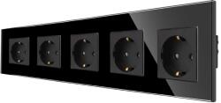 Luxion Priza cvintupla Luxion neagra cu rama din sticla eleganta (LX-5MP010G-B)