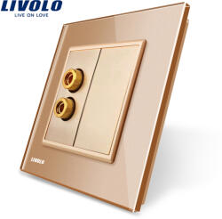 LIVOLO Priza audio LIVOLO aurie cu rama din sticla pentru montaj în perete (C7-91A-13)