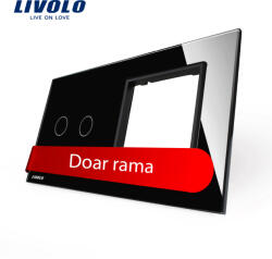 LIVOLO Panou Livolo din sticla neagra pentru intrerupator touch dublu si priza (VL-P702/E-4B)