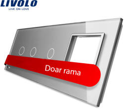 LIVOLO Panou Livolo din sticla gri pentru 3 intrerupatoare si 1 priza (VL-P702/01/E-6I)