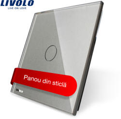 LIVOLO Panou din sticla pentru întrerupator simplu touch Livolo, gri (VL-P701-2I)