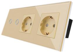 Luxion Intrerupator Dublu + 2 Prize cu Rama din Sticla LUXION (LX-ST-201/2MP010-G)
