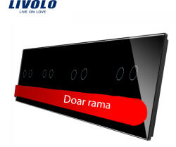 LIVOLO Panou frontal Livolo din sticla neagra pentru 4 întrerupatoare duble touch (VL-P702/02/02/02-8B)