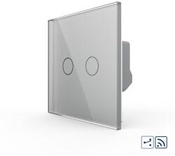  Intrerupator dublu cap scara/cruce wireless cu touch Livolo, gri (VL-FC2SR-2G-2I)