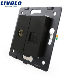 LIVOLO Priza dubla TV si telefon Livolo, neagra, pentru montaj incastrat (C7-1VT-12)