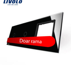 LIVOLO Panou Livolo din sticla pentru 2 întrerupatoare touch si priza, negru (VL-P701/01/E-6B)