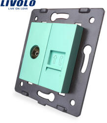 LIVOLO Priza dubla TV si telefon Livolo, montaj în perete, culoare verde (C7-1VT-18)