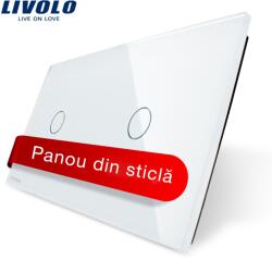 LIVOLO Panou din sticla alba pentru întrerupator touch dublu Livolo (VL-P701/01-4W)