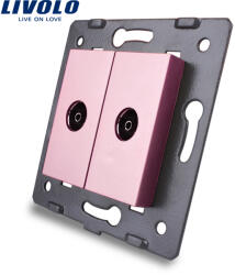 LIVOLO Priza dubla TV Livolo roz, pentru montaj încastrat, design modern (C7-2V-17)