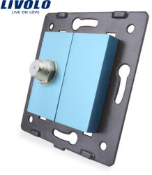 LIVOLO Priza TV satelit Livolo albastra, fara rama din sticla, design modern (C7-1ST-19)