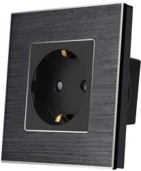 Luxion Priza simpla Luxion cu rama din aluminiu negru, design elegant (LX-1MP010A-B)