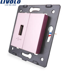 LIVOLO Priza USB Livolo roz pentru montaj elegant în perete (C7-1USB-17)