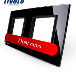 LIVOLO Rama dubla pentru priza Livolo din sticla Crystal, negru (VL-P7E/E-4B)