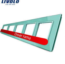 LIVOLO Rama cvintupla din sticla verde Livolo pentru prize si module încastrate (VL-C7-5SR-18)