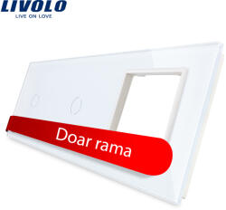 LIVOLO Panou alb din sticla Livolo pentru 2 întrerupatoare touch si priza (VL-P701/01/E-6W)