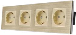 Luxion Priza cvadrupla Luxion aurie cu rama din aluminiu si protectie copii (LX-4MP010A-G)