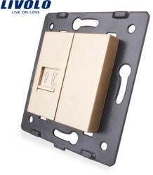 LIVOLO Priza telefon Livolo aurie pentru montaj în perete, design elegant (C7-1T-13)