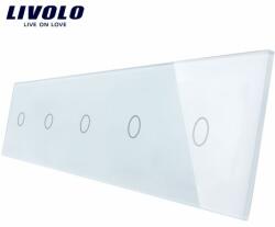 LIVOLO Panou frontal Livolo din sticla alba pentru 5 intrerupatoare touch (C7-C1/C1/C1/C1/C1-11)