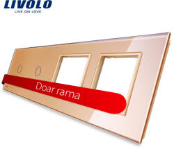 LIVOLO Panou din sticla Livolo pentru 2 întrerupatoare touch si 2 prize, auriu (VL-P701/01/E/E-8A)