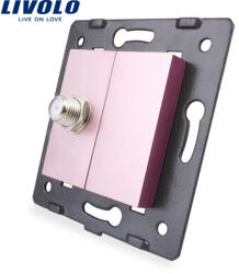 LIVOLO Priza TV satelit Livolo roz, fara rama din sticla, design modern (C7-1ST-17)