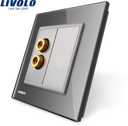 LIVOLO Priza audio Livolo gri cu rama din sticla pentru sistem audio încastrat (C7-91A-15)