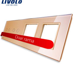 LIVOLO Panou din sticla Livolo auriu pentru 2 intrerupatoare duble si 2 prize (BB-C7-C2/C2/SR/SR-13)