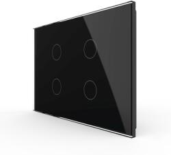 LIVOLO Panou întrerupator touch cvadruplu Livolo din sticla neagra, standard italian (VL-P904-3B)