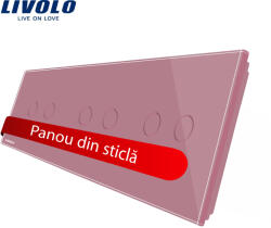 LIVOLO Panou din sticla roz pentru intrerupator touch triplu dublu Livolo, 6 pozitii (C7-C2/C2/C2-17)