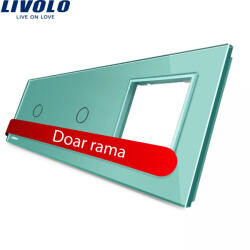 LIVOLO Panou Livolo din sticla verde pentru 2 intrerupatoare touch si priza (BB-C7-C1/C1/SR-18)