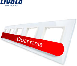 LIVOLO Rama cvintupla din sticla alba pentru prize si module Livolo (VL-P7E/E/E/E/E-10W)