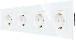 Luxion Priza cvadrupla Luxion cu rama din sticla alba, design elegant (LX-4MP010G-W)
