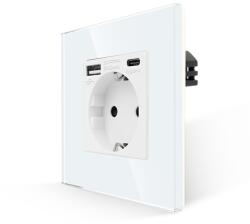 Luxion Priza Simpla + USB-A + USB-C LUXION cu Rama din Sticla (LX-MP010UG-W) - eurostoc