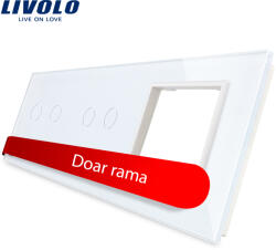 LIVOLO Panou Livolo din sticla alba pentru 2 intrerupatoare duble si priza (VL-P702/02/E-6W)