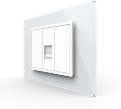 LIVOLO Priza internet Livolo alba cu rama din sticla, standard italian (VL-C9-C1C-3W)